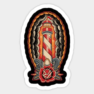 lighthouse tower in the middle of the waves Sticker